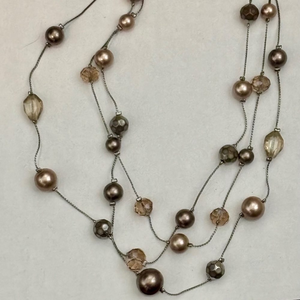 Layered Pearl-and-Gem-Style Bead Necklace